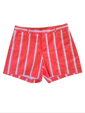 Banana Republic Red Orange White Stripe Mid Rise Mini Shorts